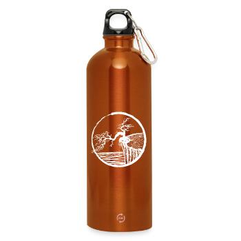 Landscape with tree on cliff edge - Water Bottle with carabiner 750 ml - burnt orange - Front