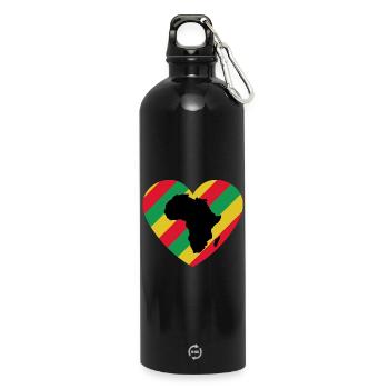 T-shirt Black History Month Africa Heart - Water Bottle with carabiner 750 ml - black - Front