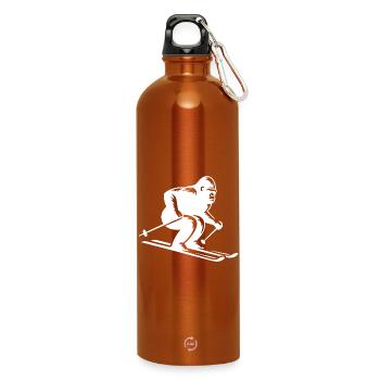 Affe Gorilla Schimpanse Ski Silhouette Design - Trinkflasche mit Karabiner 750 ml - Orange - Vorne