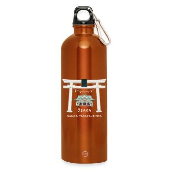 Osaka Japan, Namba Yasaka-jinja Torii Drawing - Water Bottle with carabiner 750 ml - burnt orange - Front