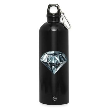 Precious Diamond Gemstone - Water Bottle with carabiner 750 ml - black - Front