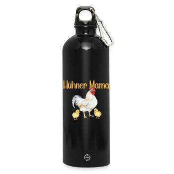 Hühner Mama Muttertag Mutterschaft Mama Elternteil - Trinkflasche mit Karabiner 750 ml - Schwarz - Vorne