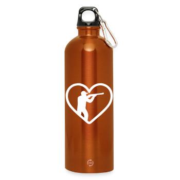 Herz-Jagd – Jäger-Silhouetten-Design - Trinkflasche mit Karabiner 750 ml - Orange - Vorne