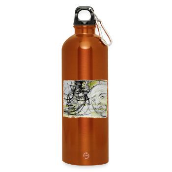 An old man remembers - Water Bottle with carabiner 750 ml - burnt orange - Front