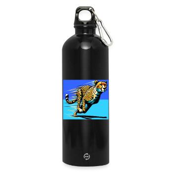 guépard - Gourde en inox avec mousqueton 750 ml - noir - Devant