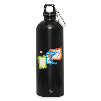 Joueurs de football - Gourde en inox avec mousqueton 750 ml - noir - Devant