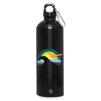 Mouette au bord de la mer - design - Gourde en inox avec mousqueton 750 ml - noir - Devant