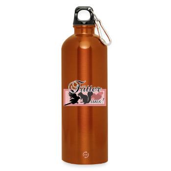 Füttern Wildtiere Tiere Eichhörnchen Vögel Spruch - Trinkflasche mit Karabiner 750 ml - Orange - Vorne