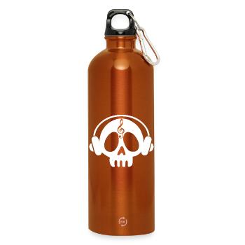 Tête de mort manga et musique (blanc) - Gourde en inox avec mousqueton 750 ml - orange - Devant