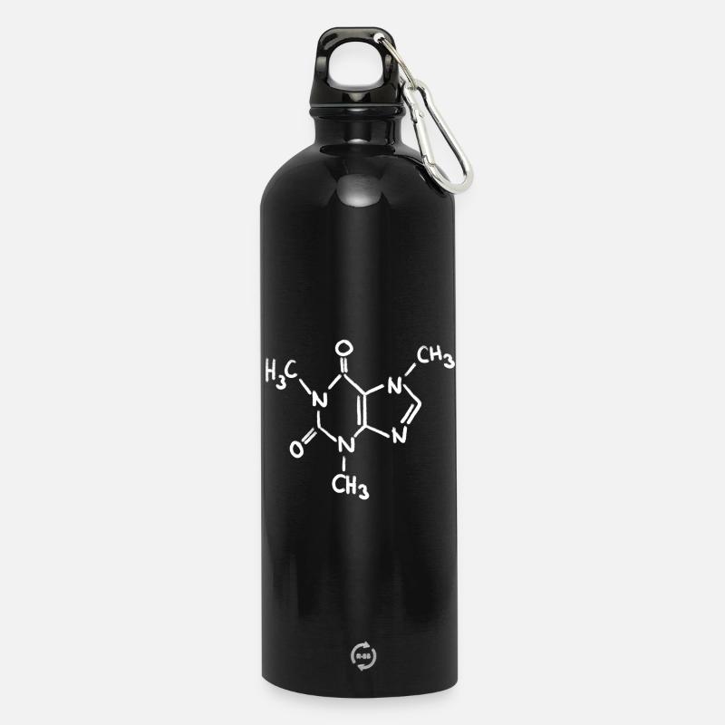 Caféine Craie Molécule - Gourde en inox avec mousqueton 750 ml - noir