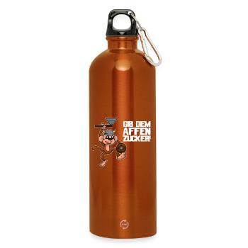 Gib dem Affen Zucker Spruch - Trinkflasche mit Karabiner 750 ml - Orange - Vorne