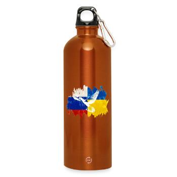 Ukraine Russia Conflict Dove of Peace - Water Bottle with carabiner 750 ml - burnt orange - Front