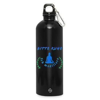 Entspannende Meditationsbotschaft - Trinkflasche mit Karabiner 750 ml - Schwarz - Vorne