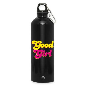 Good Girl Retro pink Energie Mädchen Power Vibes - Trinkflasche mit Karabiner 750 ml - Schwarz - Vorne