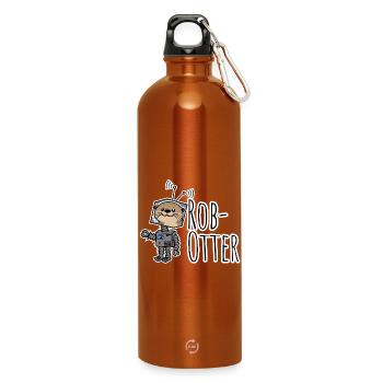 Rob-Otter - Halb Otter halb Roboter Flachwitz! - Trinkflasche mit Karabiner 750 ml - Orange - Vorne