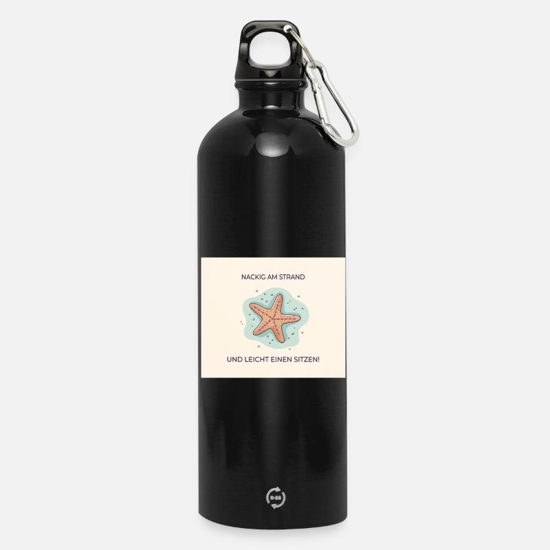 Nus sur la plage – Drôle d’expression étoile de mer - Gourde en inox avec mousqueton 750 ml - noir