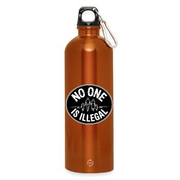 No Human Illegal - Refugees welcome - Water Bottle with carabiner 750 ml - burnt orange - Front