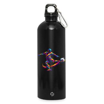 Fußballspieler Geschenk Fußball Kinderjunge - Trinkflasche mit Karabiner 750 ml - Schwarz - Vorne