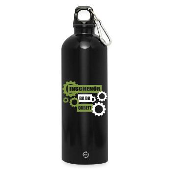 Inschenör ba da Oabeit, engineer at work - Water Bottle with carabiner 750 ml - black - Front