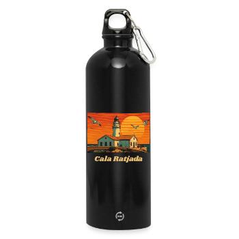 Cala Ratjada - Mallorca - Trinkflasche mit Karabiner 750 ml - Schwarz - Vorne