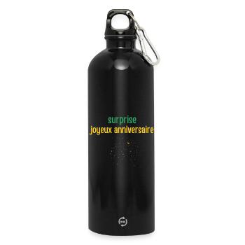 Surprise Happy Birthday - Water Bottle with carabiner 750 ml - black - Front