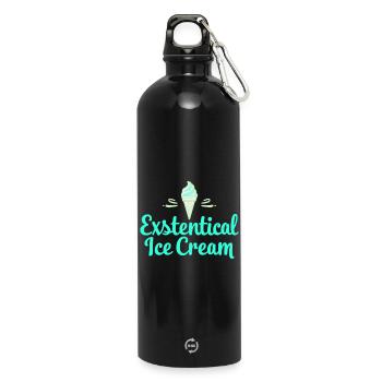 Existenzielle Eiscreme Lustiger Spruch Eis Waffel - Gourde en inox avec mousqueton 750 ml - noir - Devant