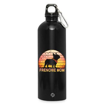 Frenchie Mom - Trinkflasche mit Karabiner 750 ml - Schwarz - Vorne