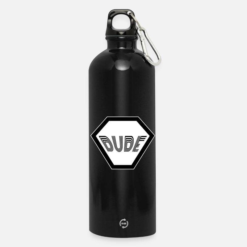 Dude Retro Mann Junggeselle Männer Typ Kerl - Trinkflasche mit Karabiner 750 ml - Schwarz