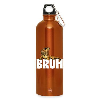 Bruh Bearded Dragon Funny Beardie - Water Bottle with carabiner 750 ml - burnt orange - Front
