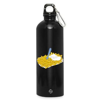 pommes frites speise fast food - Trinkflasche mit Karabiner 750 ml - Schwarz - Vorne