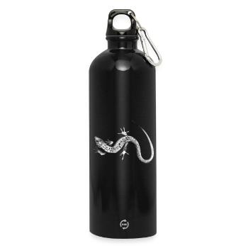 Lézard gris motif noir et blanc - Gourde en inox avec mousqueton 750 ml - noir - Devant