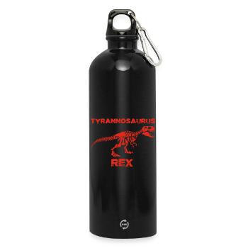 Rotes Tyrannosaurus-Skelett - Trinkflasche mit Karabiner 750 ml - Schwarz - Vorne