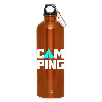 Camping Tent Camper Cool Quotes Van Life Outdoor - Water Bottle with carabiner 750 ml - burnt orange - Front