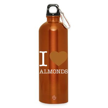 I LOVE ALMONDS - Water Bottle with carabiner 750 ml - burnt orange - Front
