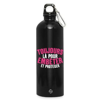 Toujours Là Pour Embêter et Protéger Cadeau Frère - Gourde en inox avec mousqueton 750 ml - noir - Devant
