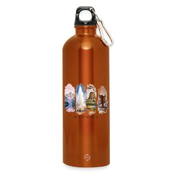 Wyoming USA Tour – Nature, Adventure, Yellowstone - Water Bottle with carabiner 750 ml - burnt orange - Front