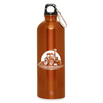 Cooles Traktor Design für echte Landwirte - Trinkflasche mit Karabiner 750 ml - Orange - Vorne