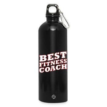 Fitness Coach Bold Typography - Water Bottle with carabiner 750 ml - black - Front