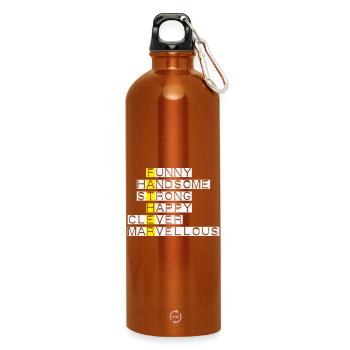 Adjectifs brillants : Fort et Heureux - Gourde en inox avec mousqueton 750 ml - orange - Devant