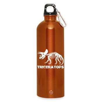 Skelett aus weißen Triceratops - Trinkflasche mit Karabiner 750 ml - Orange - Vorne
