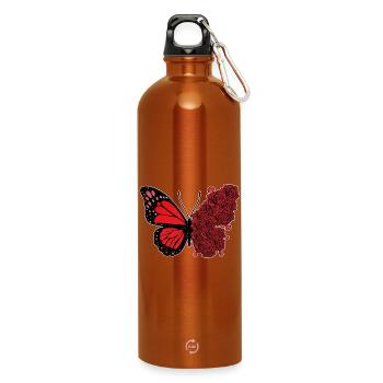 Butterfly Roses - Water Bottle with carabiner 750 ml - burnt orange - Front