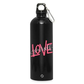 LOVE yourself - Trinkflasche mit Karabiner 750 ml - Schwarz - Vorne