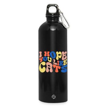 Ich hoffe, du magst Katzen - Trinkflasche mit Karabiner 750 ml - Schwarz - Vorne
