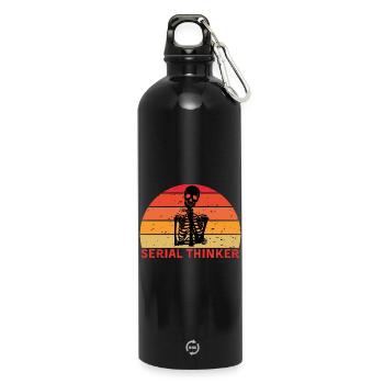 Serial Thinker Skeleton Thinking Retro Sunset - Water Bottle with carabiner 750 ml - black - Front