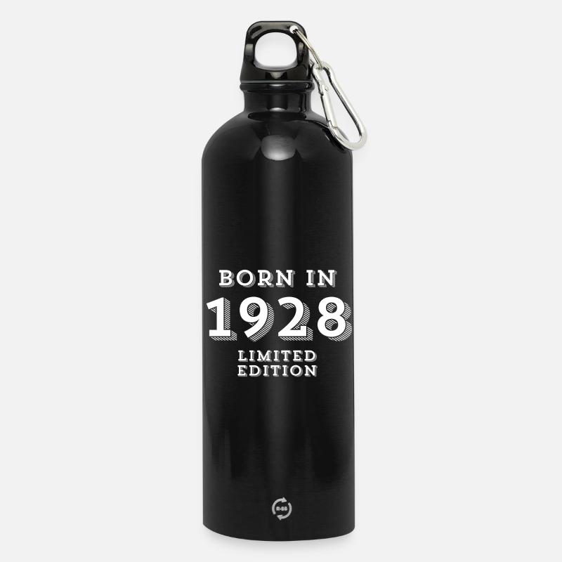 1928, date de naissance, année de naissance - Gourde en inox avec mousqueton 750 ml - noir