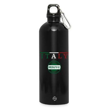 Italienischer Stolz, Flagge von Italien - Trinkflasche mit Karabiner 750 ml - Schwarz - Vorne