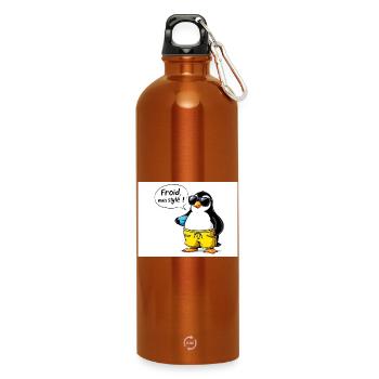 Stylish penguin sleeve with glasses - Water Bottle with carabiner 750 ml - burnt orange - Front