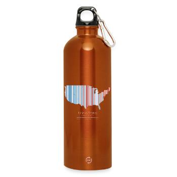 United States – Climate History Warming Stripes Map Print - Water Bottle with carabiner 750 ml - burnt orange - Front