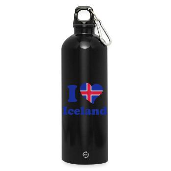 I love Iceland - J'aime l'Islande - Gourde en inox avec mousqueton 750 ml - noir - Devant