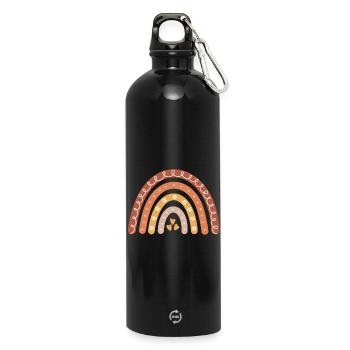 Boho Regenbogen - Trinkflasche mit Karabiner 750 ml - Schwarz - Vorne
